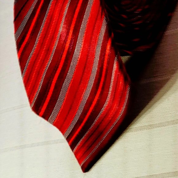 CARLO MONZA, Italian men's tie, 100% SILK, handmade, Patterns: Red stripes - Picture 5 of 15